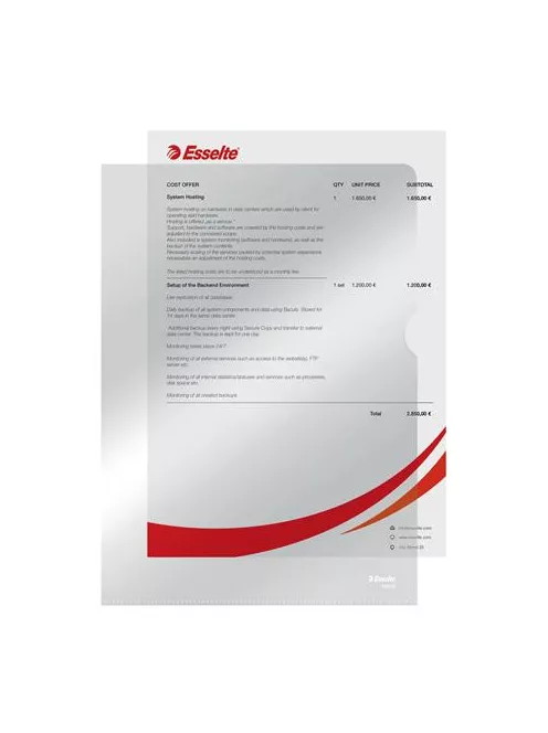 ESSELTE Genotherm, "L", A4, 105 mikron, víztiszta felület, ESSELTE "Luxus"