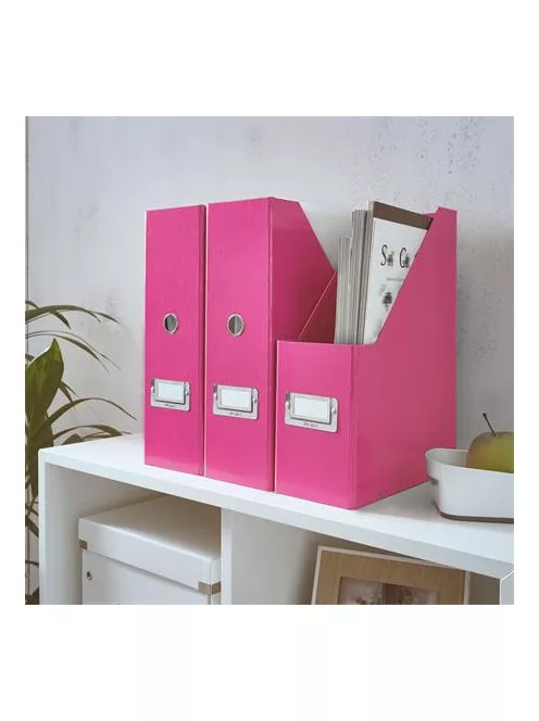 LEITZ Iratpapucs, PP/karton, 95 mm, LEITZ "Click&Store", rózsaszín