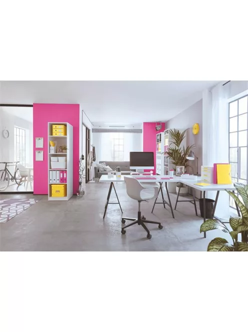 LEITZ Iratpapucs, PP/karton, 95 mm, LEITZ "Click&Store", rózsaszín