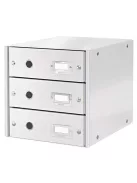LEITZ Irattároló, laminált karton, 3 fiókos, LEITZ "Click&Store", fehér
