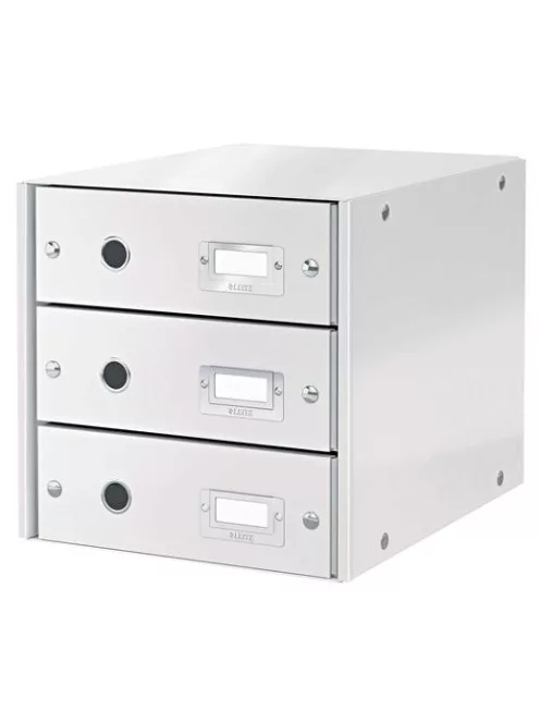 LEITZ Irattároló, laminált karton, 3 fiókos, LEITZ "Click&Store", fehér