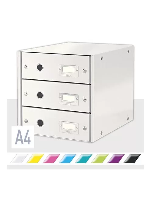 LEITZ Irattároló, laminált karton, 3 fiókos, LEITZ "Click&Store", fehér
