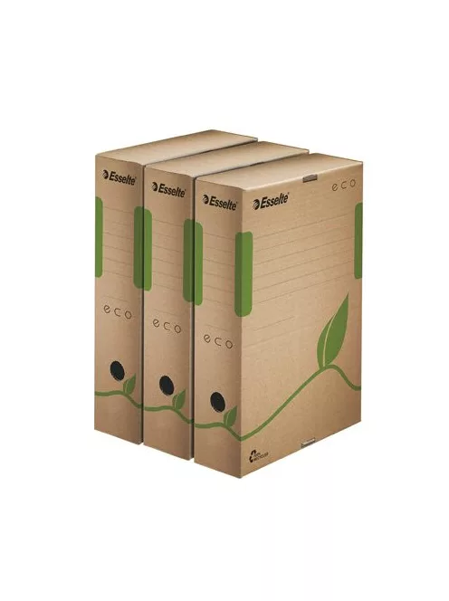 ESSELTE Archiválódoboz, A4, 80 mm, újrahasznosított karton, ESSELTE "Eco", barna