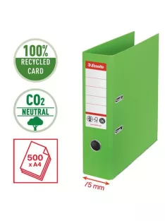   ESSELTE Iratrendező, 75 mm, A4, élvédő sínnel, ESSELTE "No.1", zöld