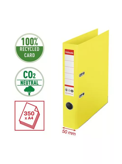 ESSELTE Iratrendező, 50 mm, A4, környezetbarát, élvédő sínnel, ESSELTE "No.1", sárga