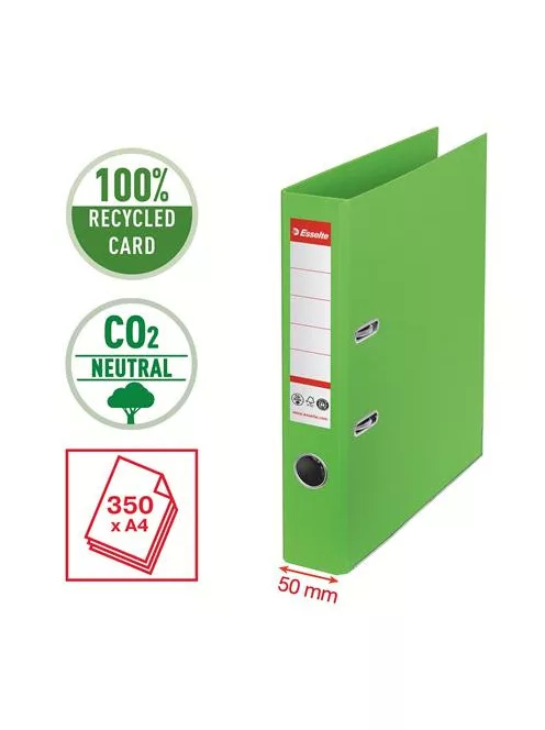 ESSELTE Iratrendező, 50 mm, A4, környezetbarát, élvédő sínnel, ESSELTE "No.1", zöld