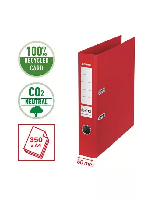 ESSELTE Iratrendező, 50 mm, A4, élvédő sínnel, ESSELTE "No.1", piros