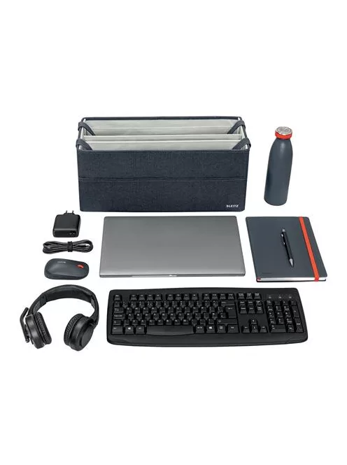 LEITZ Hordozótáska, 3 rekeszes, LEITZ "Fabric Hot Desking", sötétszürke