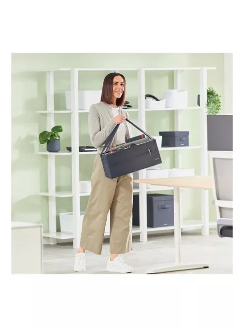 LEITZ Hordozótáska, 3 rekeszes, LEITZ "Fabric Hot Desking", sötétszürke