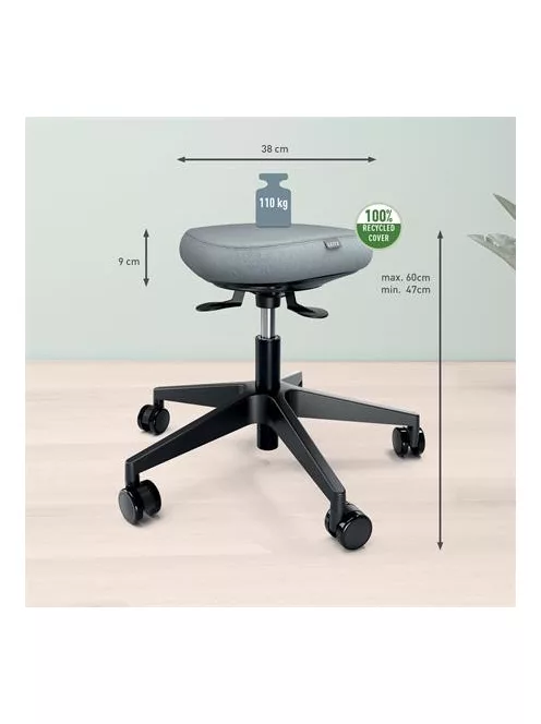 LEITZ Munkaszék, görgős, ergonomikus, LEITZ "Ergo Comfort Active", világosszürke