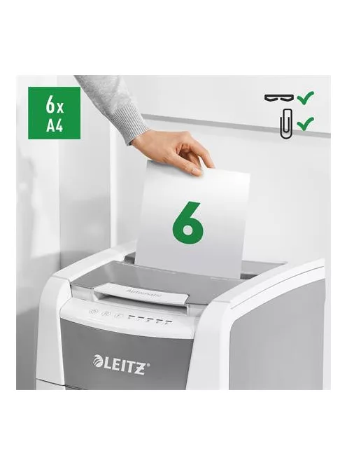 LEITZ Iratmegsemmisítő, mikrokonfetti, 100 lap, LEITZ "IQ AutoFeed SmallOffice 100 P5 Pro"