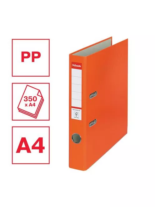 ESSELTE Iratrendező, 50 mm, A4, PP/karton, élvédő sínnel, ESSELTE "Economy", narancssárga