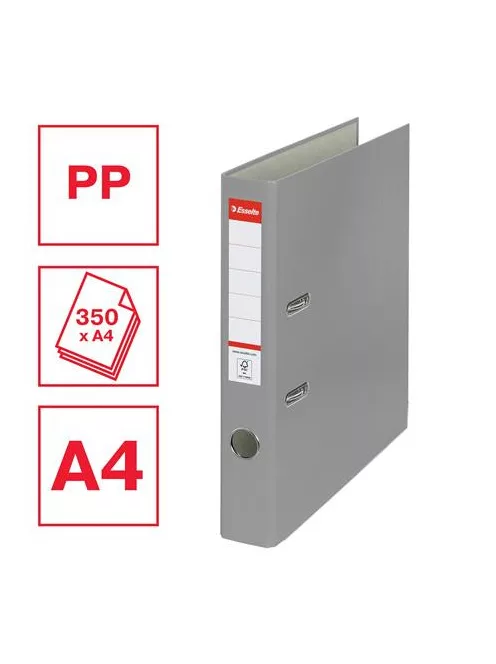 ESSELTE Iratrendező, 50 mm, A4, PP/karton, élvédő sínnel, ESSELTE "Economy", szürke