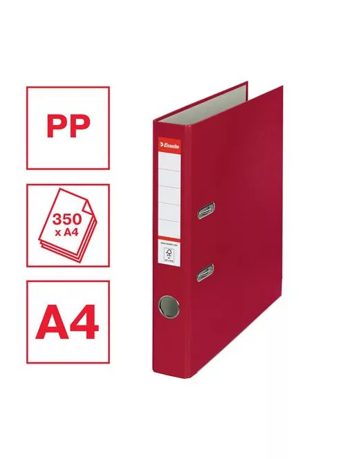 ESSELTE Iratrendező, 50 mm, A4, PP/karton, élvédő sínnel, ESSELTE "Economy", bordó