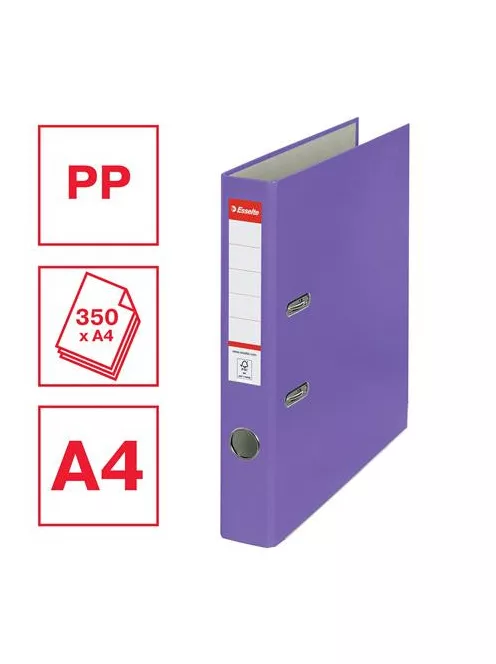 ESSELTE Iratrendező, 50 mm, A4, PP/karton, élvédő sínnel, ESSELTE "Economy", lila