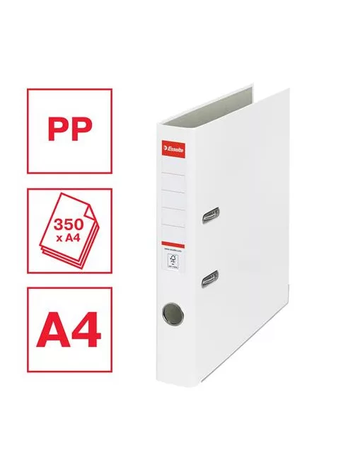ESSELTE Iratrendező, 50 mm, A4, PP/karton, élvédő sínnel, ESSELTE "Economy", fehér