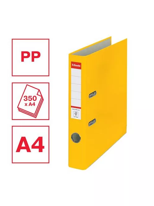 ESSELTE Iratrendező, 50 mm, A4, PP/karton, élvédő sínnel, ESSELTE "Economy", sárga