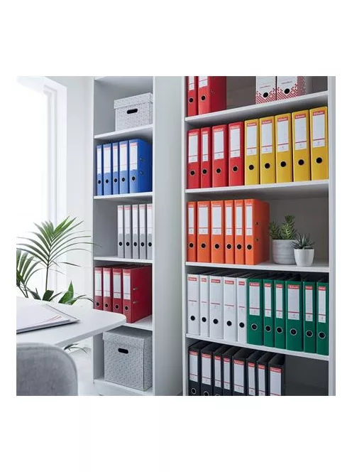 ESSELTE Iratrendező, 50 mm, A4, PP/karton, élvédő sínnel, ESSELTE "Economy", piros