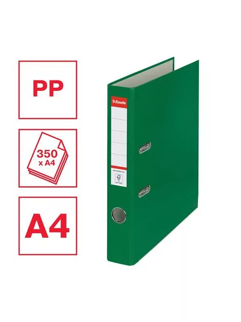 ESSELTE Iratrendező, 50 mm, A4, PP/karton, élvédő sínnel, ESSELTE "Economy", zöld