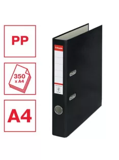   ESSELTE Iratrendező, 50 mm, A4, PP/karton, élvédő sínnel, ESSELTE "Economy", fekete