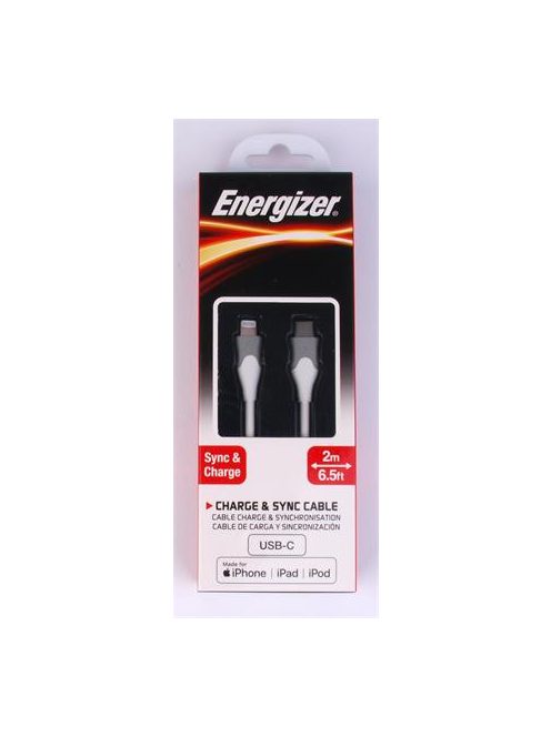 ENERGIZER USB kábel, USB-C - Lightning (Apple), 2m, ENERGIZER, fehér