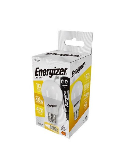 ENERGIZER LED izzó, E27, normál gömb, 4,9W (40W), 470lm, 3000K, ENERGIZER