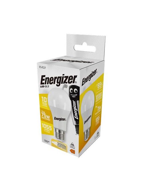 ENERGIZER LED izzó, E27, normál gömb, 11,1W (75W), 1055lm, 3000K, ENERGIZER