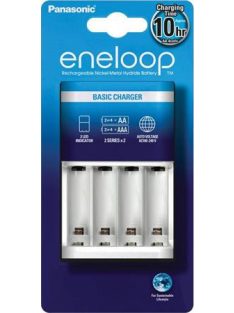   PANASONIC Elemtöltő, AA ceruza/AAA mikro, 2/4, időzítő, PANASONIC "Eneloop"