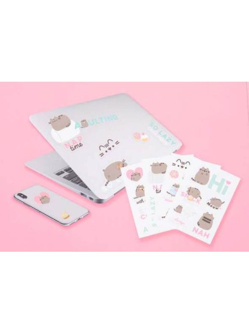 Pusheen cicás matrica, 16 db-os (laptophoz, okostelefonhoz, tablethez)