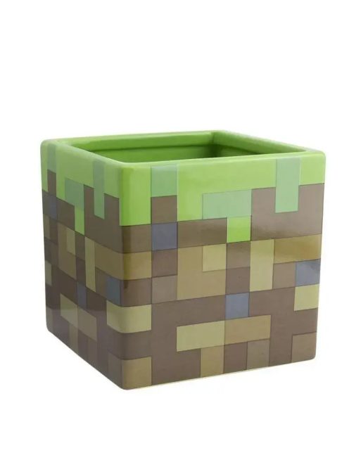 Minecraft asztali ceruzatartó, kaspó, 11,5cm, szögletes, kerámia