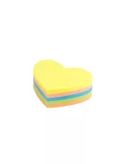 Jegyzettömb öntapadó, szív alakú, 250lap, Bluering® 5 klf. neon szín