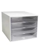 EXACOMPTA Irattároló, műanyag, 4 fiókos, EXACOMPTA "Ecobox Office", szürke-áttetsző