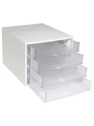 EXACOMPTA Irattároló, műanyag, 4 fiókos, EXACOMPTA "Ecobox Office", szürke-áttetsző