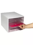 EXACOMPTA Irattároló, műanyag, 4 fiókos, EXACOMPTA "Ecobox Office", szürke-áttetsző