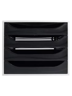   EXACOMPTA Irattároló, műanyag, 4 fiókos, EXACOMPTA "Ecobox Office", szürke-fekete