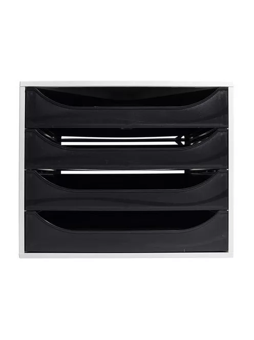 EXACOMPTA Irattároló, műanyag, 4 fiókos, EXACOMPTA "Ecobox Office", szürke-fekete