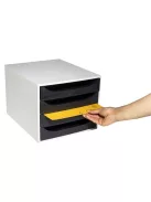 EXACOMPTA Irattároló, műanyag, 4 fiókos, EXACOMPTA "Ecobox Office", szürke-fekete