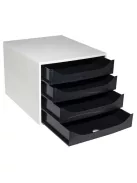 EXACOMPTA Irattároló, műanyag, 4 fiókos, EXACOMPTA "Ecobox Office", szürke-fekete