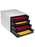 EXACOMPTA Irattároló, műanyag, 4 fiókos, EXACOMPTA "Ecobox Office", szürke-fekete