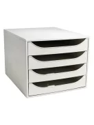 EXACOMPTA Irattároló, műanyag, 4 fiókos, EXACOMPTA "Ecobox Office", szürke-szürke