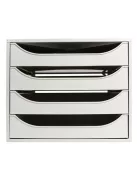 EXACOMPTA Irattároló, műanyag, 4 fiókos, EXACOMPTA "Ecobox Office", szürke-szürke