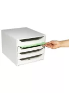 EXACOMPTA Irattároló, műanyag, 4 fiókos, EXACOMPTA "Ecobox Office", szürke-szürke