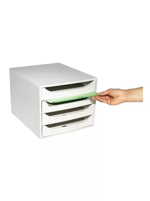 EXACOMPTA Irattároló, műanyag, 4 fiókos, EXACOMPTA "Ecobox Office", szürke-szürke