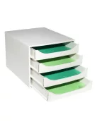 EXACOMPTA Irattároló, műanyag, 4 fiókos, EXACOMPTA "Ecobox Office", szürke-szürke