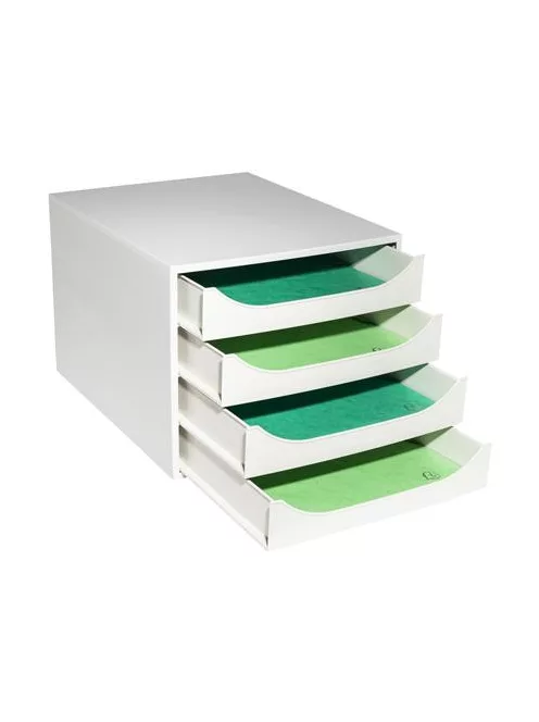 EXACOMPTA Irattároló, műanyag, 4 fiókos, EXACOMPTA "Ecobox Office", szürke-szürke