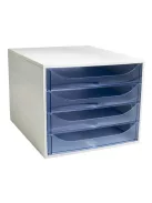EXACOMPTA Irattároló, műanyag, 4 fiókos, EXACOMPTA "Ecobox Linicolor", jégkék