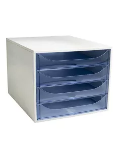   EXACOMPTA Irattároló, műanyag, 4 fiókos, EXACOMPTA "Ecobox Linicolor", jégkék