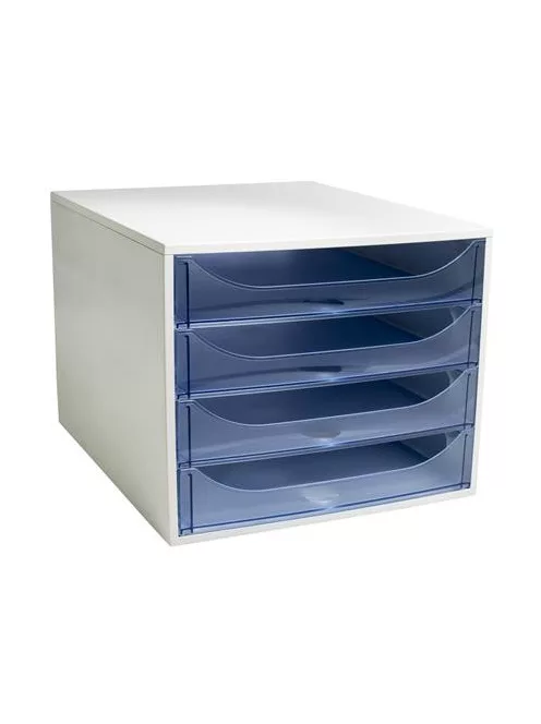 EXACOMPTA Irattároló, műanyag, 4 fiókos, EXACOMPTA "Ecobox Linicolor", jégkék
