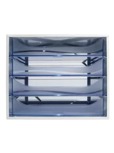   EXACOMPTA Irattároló, műanyag, 4 fiókos, EXACOMPTA "Ecobox Linicolor", jégkék