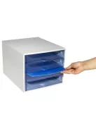 EXACOMPTA Irattároló, műanyag, 4 fiókos, EXACOMPTA "Ecobox Linicolor", jégkék